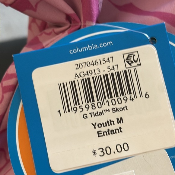 Columbia Vibrant Pink Floral Tidal Skort- youth Medium - Picture 6 of 6